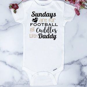 infant Girl White and Gold Glitter Football Onesie